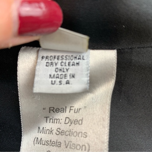 Fleurette Loro Piana Wool Mink Fur Trim Coat Black - Picture 12 of 15